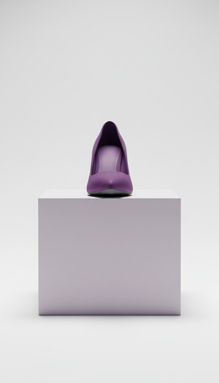 Pointed-toe purple leather pump